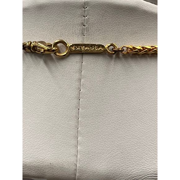 Extasia Signed Gold Tone Athena and Owl Intaglio Cameo Pendant Long Necklace - Picture 6 of 8